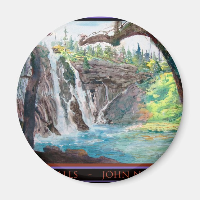Burney Falls Watercolor Magnet (Vorne)