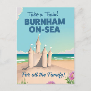 BURNHAM-ON-SEA Sandburgen Reiseposter Postkarte