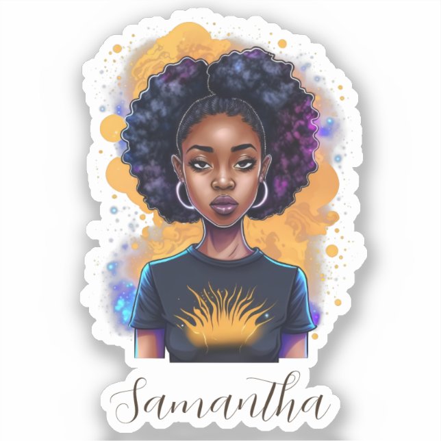 Burning Afro Woman Aufkleber (Vorderseite)