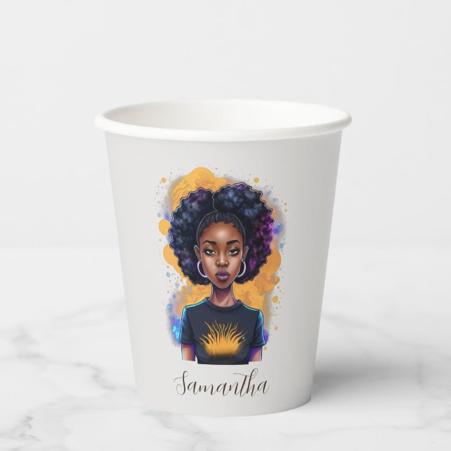 Burning Afro Woman Pappbecher (Vorderseite)