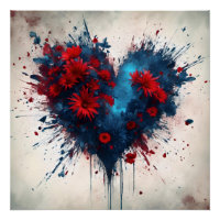 Burning Blue Heart mit Roten Blume