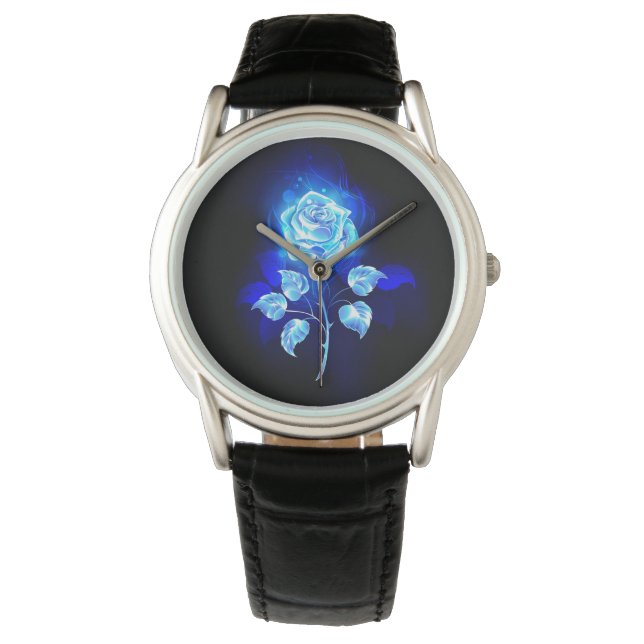 Burning Blue Rose Armbanduhr (Vorderseite)