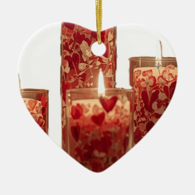 Burning Candles for Valentines Day Tree Keramik Ornament (Vorne)