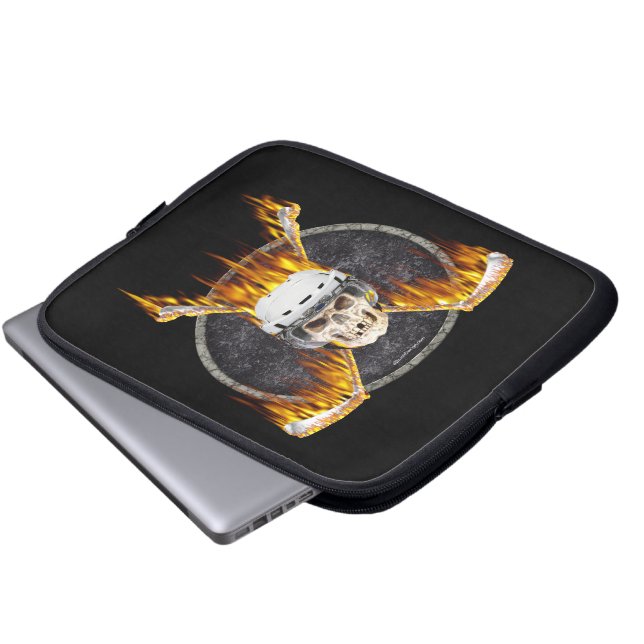 Burning Hockey Sticks Laptopschutzhülle (Vorne Knopf)