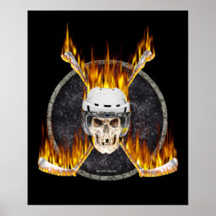 Burning Hockey Sticks Poster