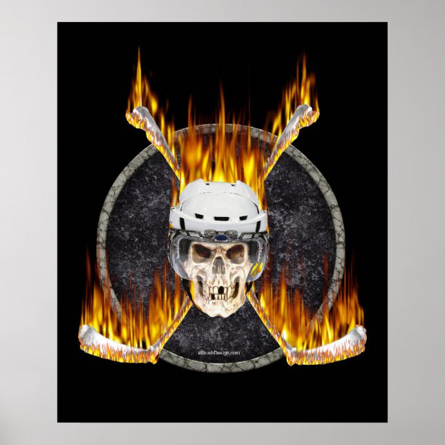 Burning Hockey Sticks Poster (Vorne)
