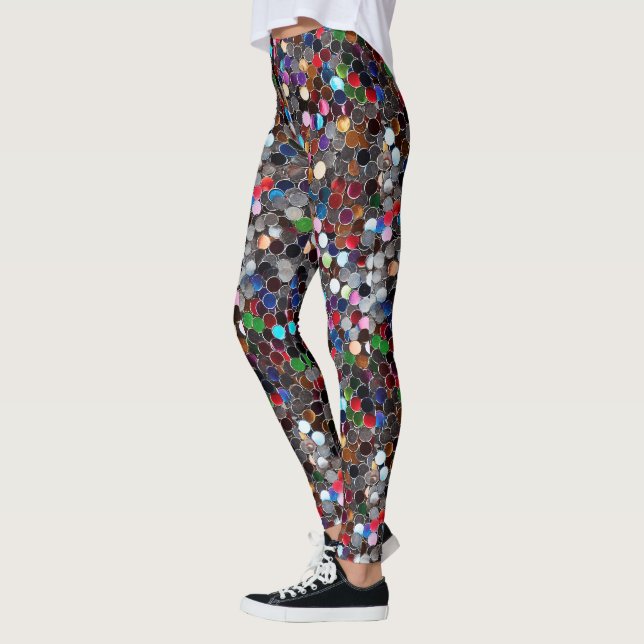 Burning Man mehrfarbige Sequenzen Leggings (Links)