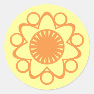 Burning mit Life Blume Aufklebern, Orange Runder Aufkleber