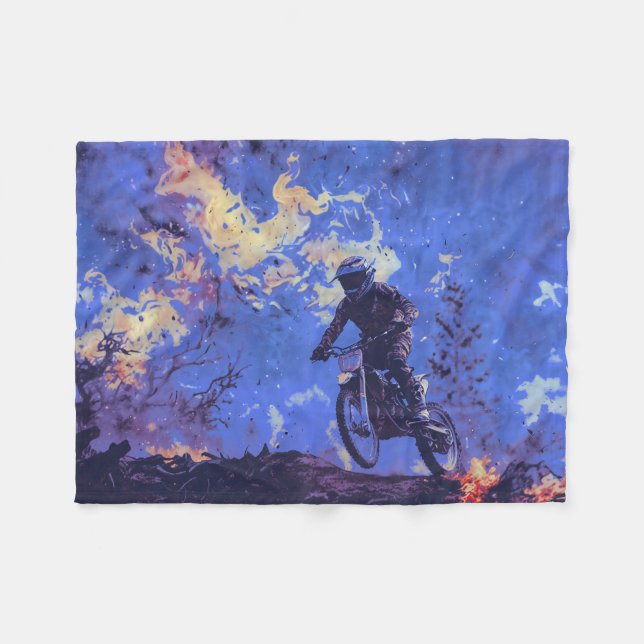 Burning Trails - Dirt-Bike-Fahrer Fleecedecke (Vorderseite (Horizontal))