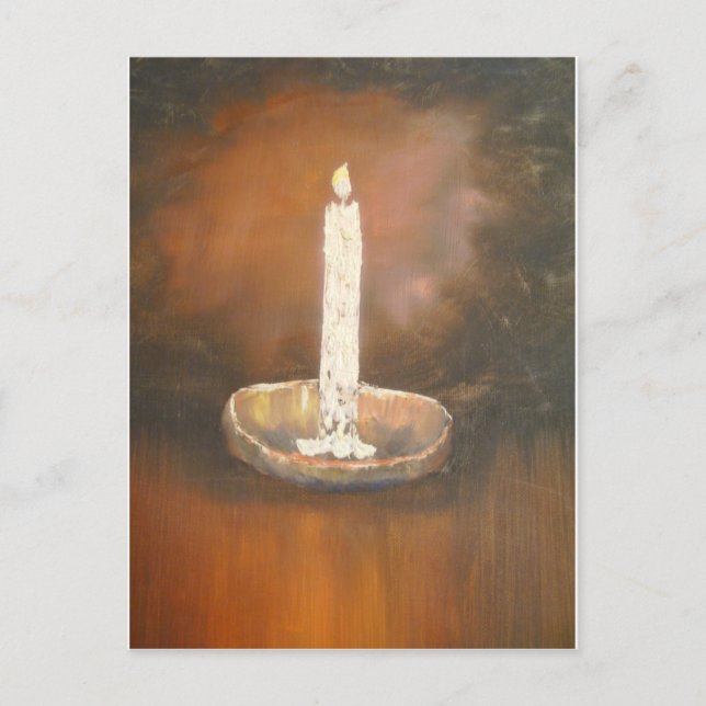 Burning White Candlestick Postcard Postkarte (Vorderseite)
