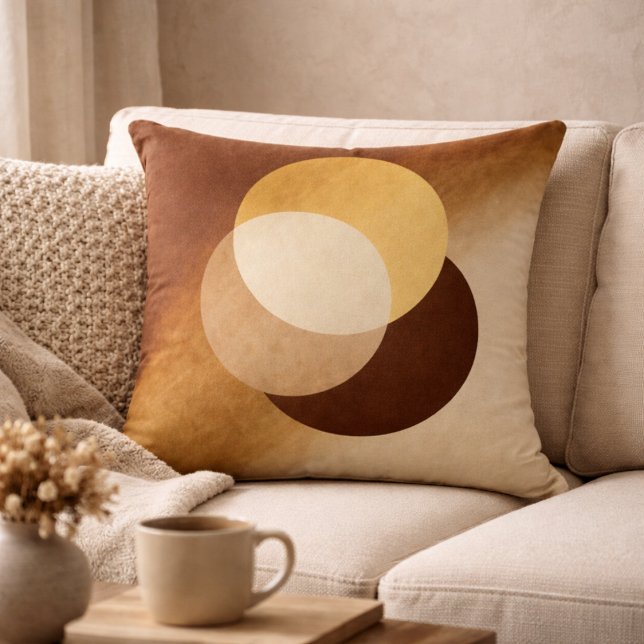 Burnished Luxe Ivory & Gold Overlap Throw Pillow Kissen (Ivory and gold overlap art brings a polished, warm accent to any neutral space.)
