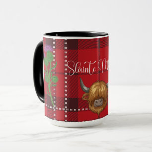 Burns Night Slàinte Mhath Highland-Kuh-Tartan Tasse