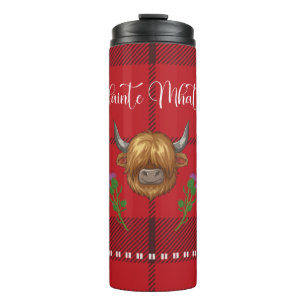 Burns Night Slàinte Mhath Highland-Kuh-Tartan Thermosbecher