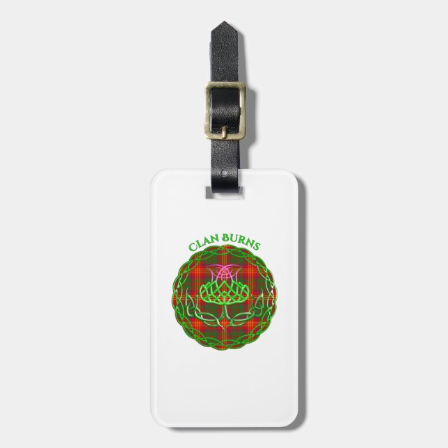 Burns Scottish Tartan Celtic Thistle Gepäckanhänger (Vorderseite vertikal)
