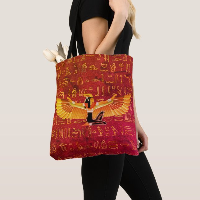 Burnt Amber Ägyptische Prinzessin Hieroglyphen Tasche (Von Nahem)