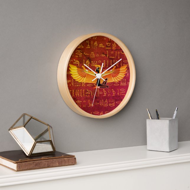 Burnt Amber Ägyptische Prinzessin Hieroglyphen Uhr (Büro)