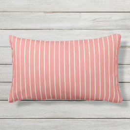 Burnt Coral White Summer Stripes Außenbereich Kissen Für Draußen