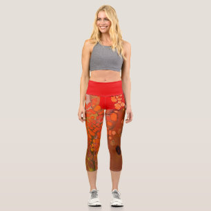 Burnt Film, Rot und Orange Zellen Capri Leggings