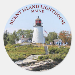 Burnt Island Lighthouse, Maine Round Stickers