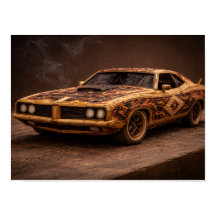 Burnt Match Vintage Muscle Car — Texturiertes Post
