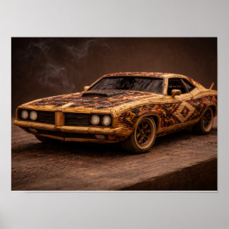 Burnt Match Vintage Muscle Car — Texturiertes Post Poster