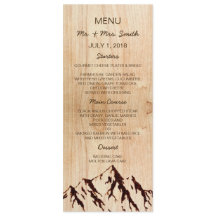 Burnt Mountain in Holz Rustikale Hochzeitsmenü