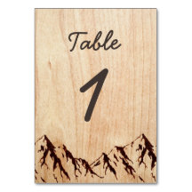 Burnt Mountain in Holz Rustikale Tischnummer Card