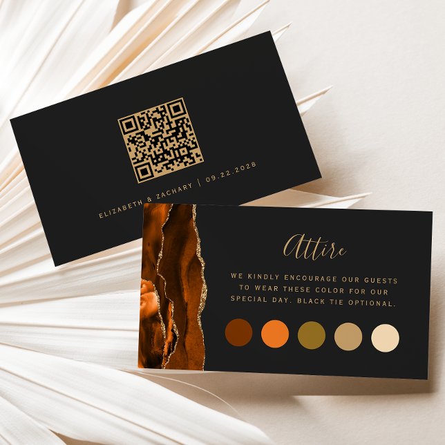 Burnt Orange Agate Dark Wedding Kleid Code Begleitkarte (Von Creator hochgeladen)