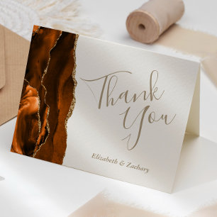 Burnt Orange Agate Gold Ivory Wedding Vielen Dank Karte