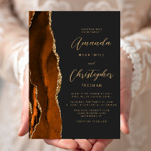 Burnt Orange Agate Gold Script Hochzeit