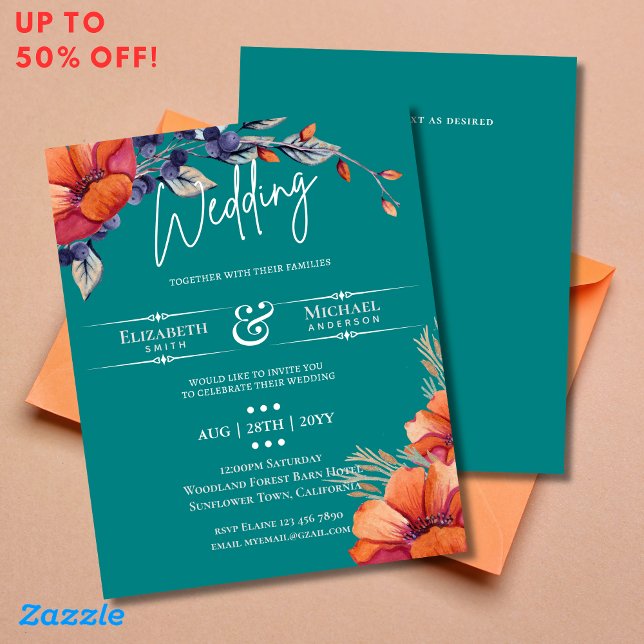 Burnt Orange Aquamarin Floral Wedding Rustic (Von Creator hochgeladen)