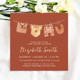 Burnt Orange Baby Clothes Babydusche Einladung