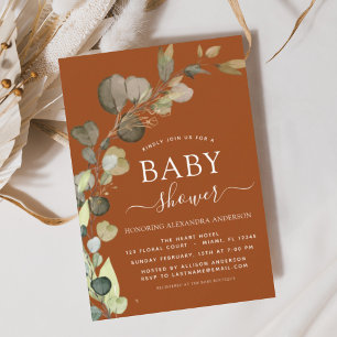 Burnt Orange Baby Shower Eukalyptus Einladungen Flyer