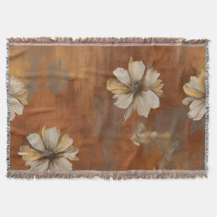 Burnt Orange Beige Gray Bauernhaus Floral Decke