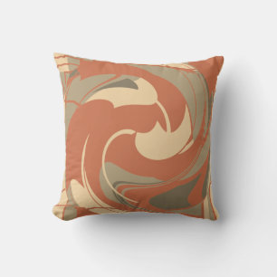Burnt Orange Beige Taupe Abstrakte Blume Mosaik Kissen