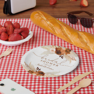 Burnt Orange Bohemisch Pampas Grass Brautparty Pappteller