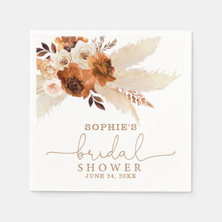 Burnt Orange Bohemisch Pampas Grass Brautparty Serviette