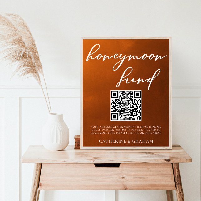 Burnt Orange Boho Autumn Wedding Honeymoon Fund Poster (Von Creator hochgeladen)