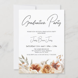 Burnt Orange Boho Bloral Graduation Party Einladung