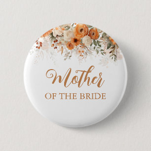 Burnt Orange Boho Fall Blumenmutter der Braut Button