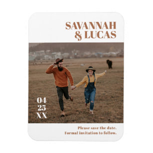 Burnt Orange Boho Foto Save the Date Magnet