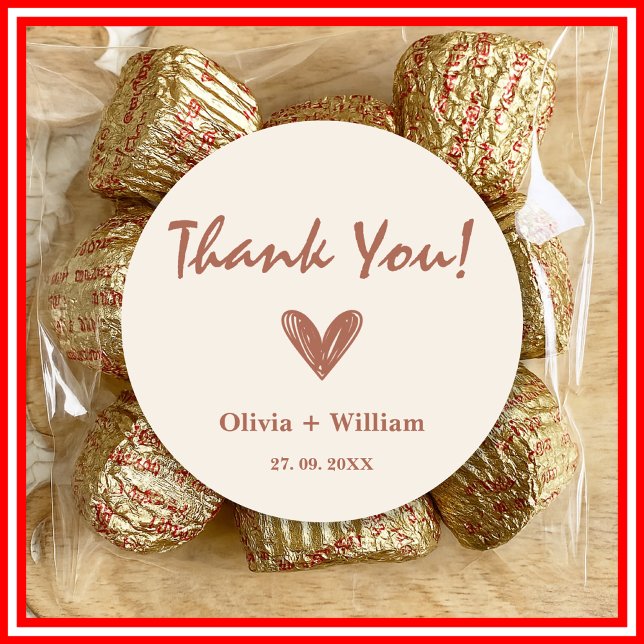 Burnt Orange Boho Gastgeschenke Hochzeiten Heart C Runder Aufkleber (Von Creator hochgeladen)