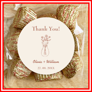 Burnt Orange Boho Gastgeschenke Hochzeiten Herz Runder Aufkleber