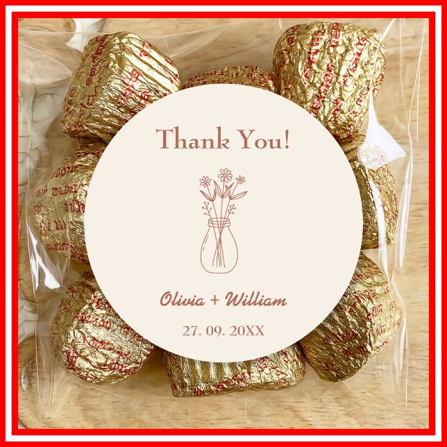 Burnt Orange Boho Gastgeschenke Hochzeiten Herz Runder Aufkleber (Von Creator hochgeladen)