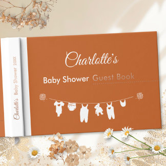 Burnt Orange Boho Minimalistisch Baby Dusche Gästebuch