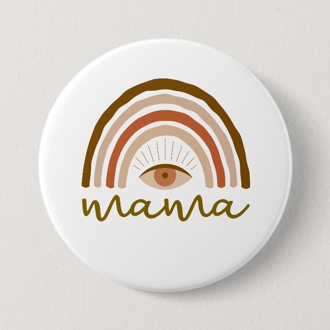 Burnt Orange Boho Rainbow eye  Button (Vorderseite)