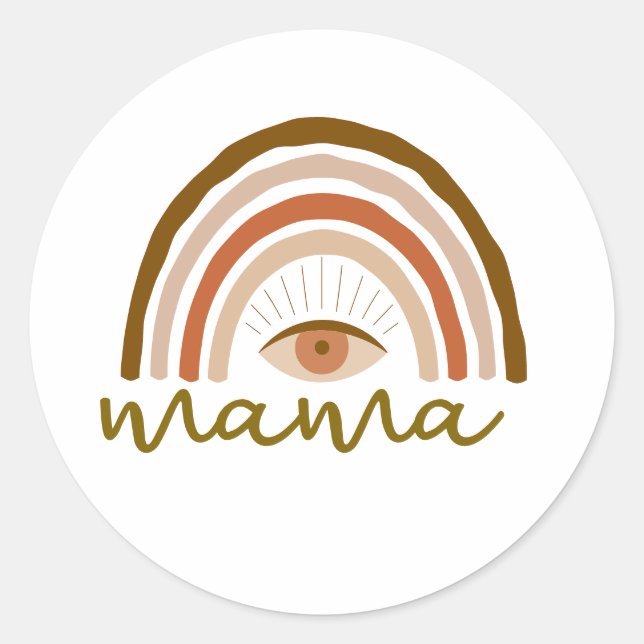 Burnt Orange Boho Rainbow eye  Runder Aufkleber (Vorderseite)