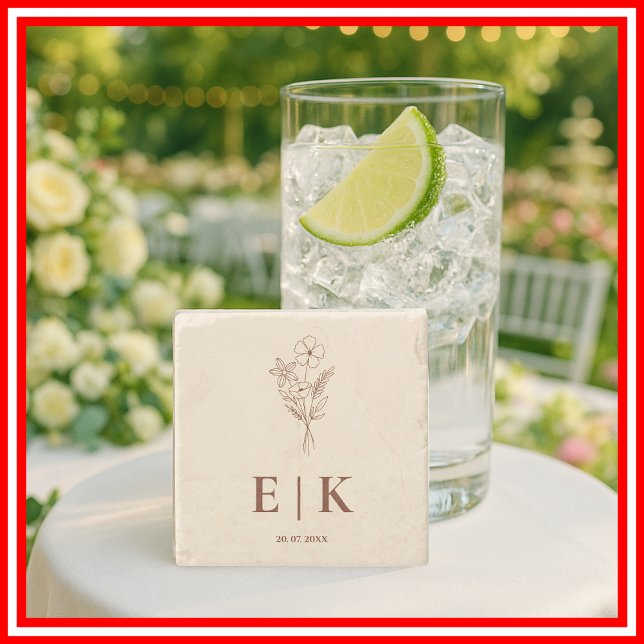 Burnt Orange Boho Terracotta Wildblume Wedding Steinuntersetzer (Von Creator hochgeladen)