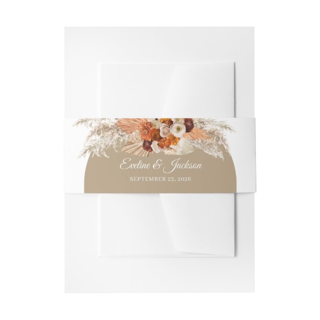 Burnt orange bordeauxfarbene Blume Rose Terracotta Einladungsbanderole (Vorderseite Beispiel)