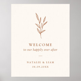 Burnt Orange Botanical Wedding Welcome Sign Poster